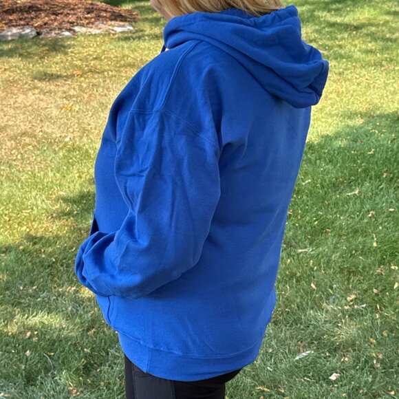 New Gildan Heavy Blend Royal Blue Hooded Sweatshirt with Kangaroo Pockets - Picture 5 of 8